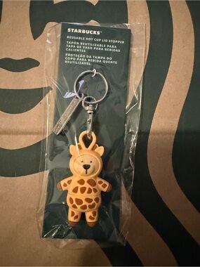 Starbucks Yellow Giraffe Keychain Reusable Hot Cup Lid Stopper